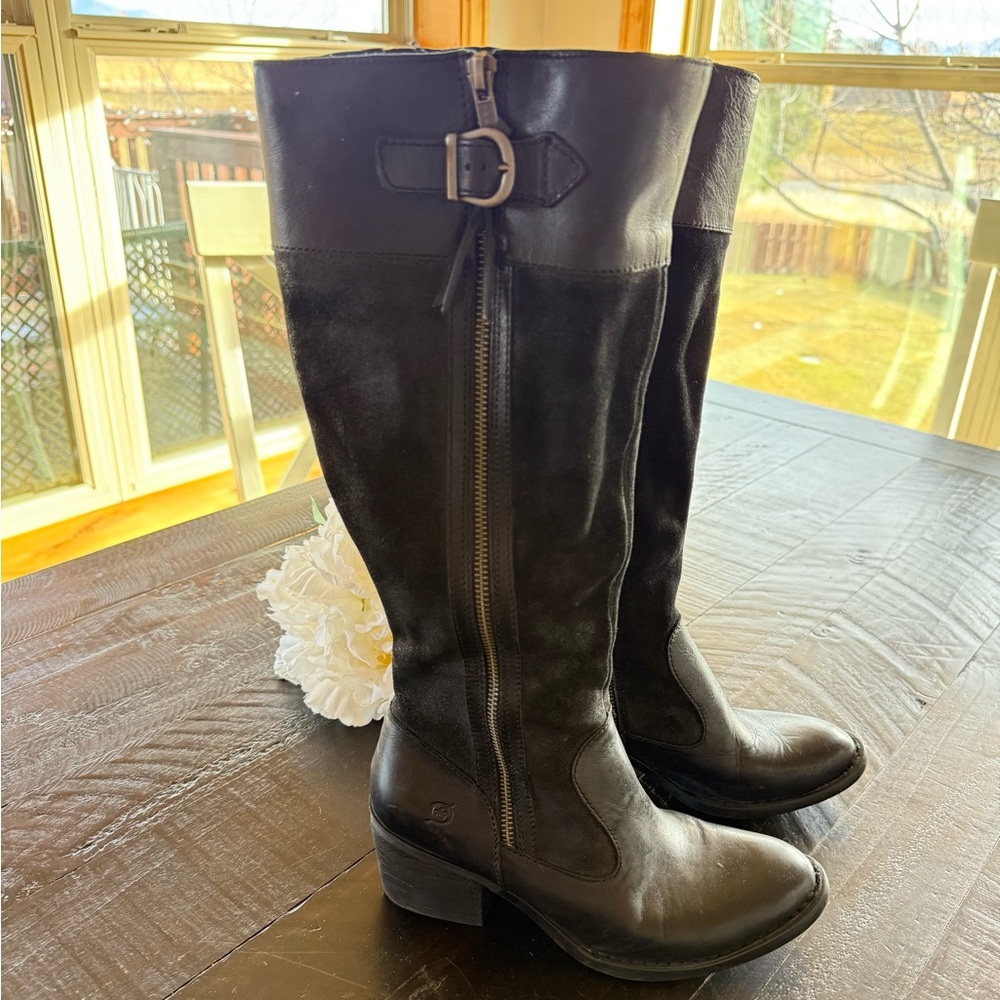 Born Shoe Co Black Knee-High Leather Boots